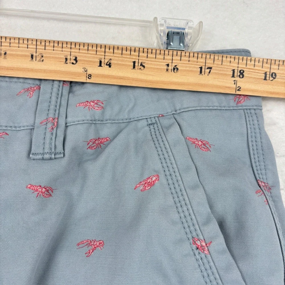 FatFace Lobster Print Chino Shorts Mens 36 Light Blue Novelty Cotton Twill